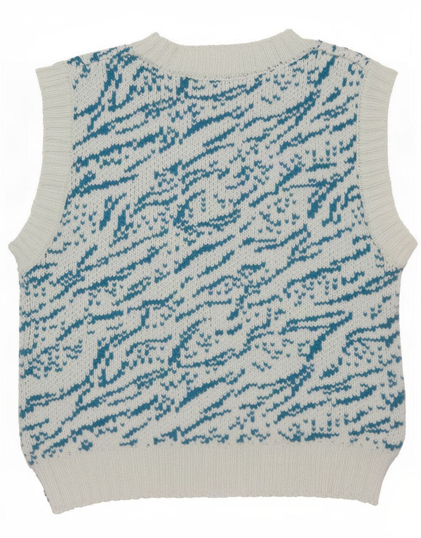 Regata feminina Zara com colete gráfico cropped Reino Unido 12 algodão floral azul médio