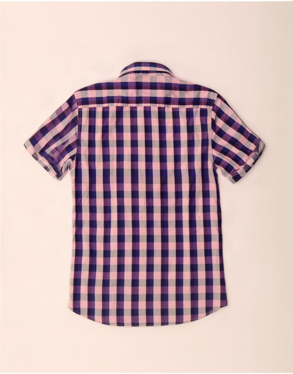 Ted Baker Mens Short Sleeve Shirt Size 3 Medium Multicoloured Check Cotton