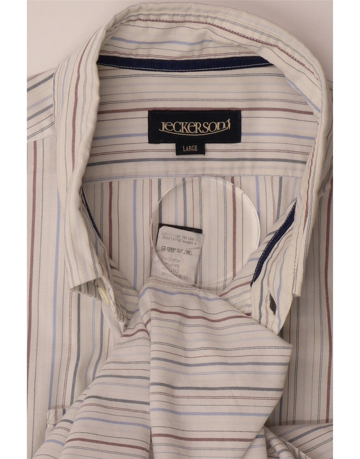 Camisa masculina JECKERSON grande algodão listrado branco