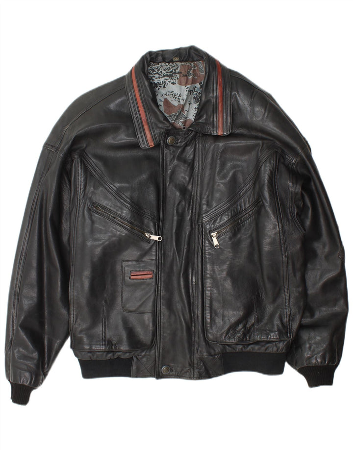 Jaqueta masculina de couro bomber Angelo Litrico IT 50 grande couro preto
