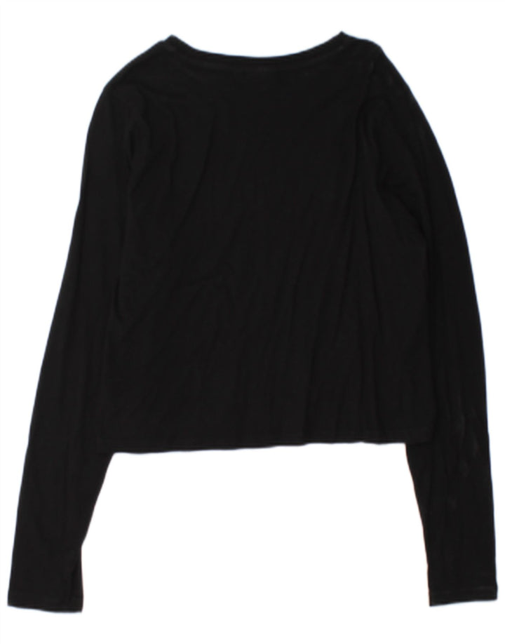 Fila Womens Crop Graphic Top Manga Longa Reino Unido 14 Grande Preto