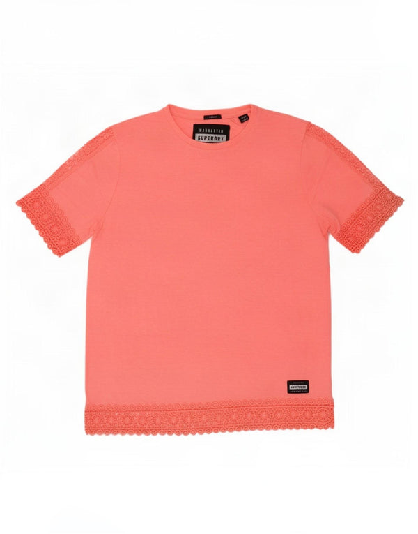 Camiseta feminina Superdry UK 6 XS algodão rosa