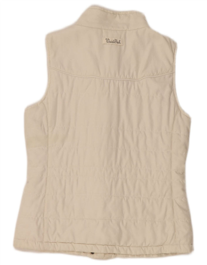 WEIRD FISH Womens acolchoado Gilet UK 14 grande poliéster branco