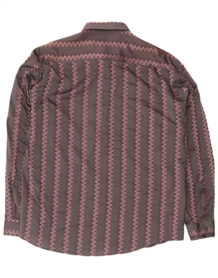 Camisa masculina Wampum cinza médio acrílico geométrico clássico