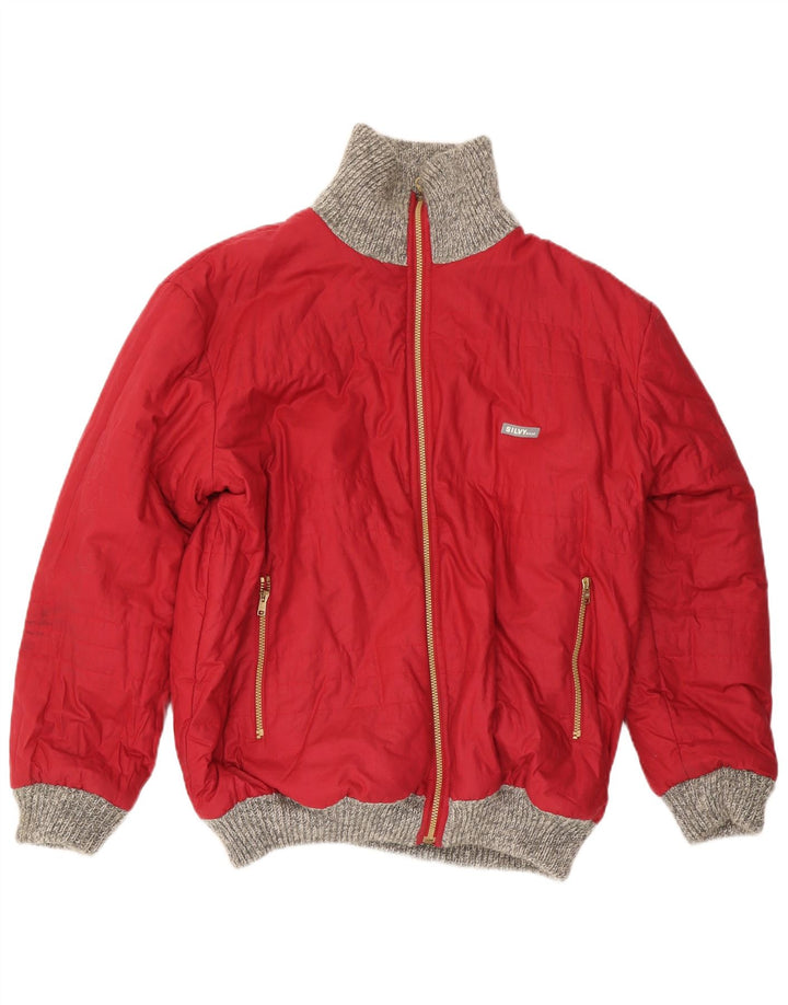 Jaqueta masculina Silvy Knit Reversível UK 40 Grande Cinza Geométrica