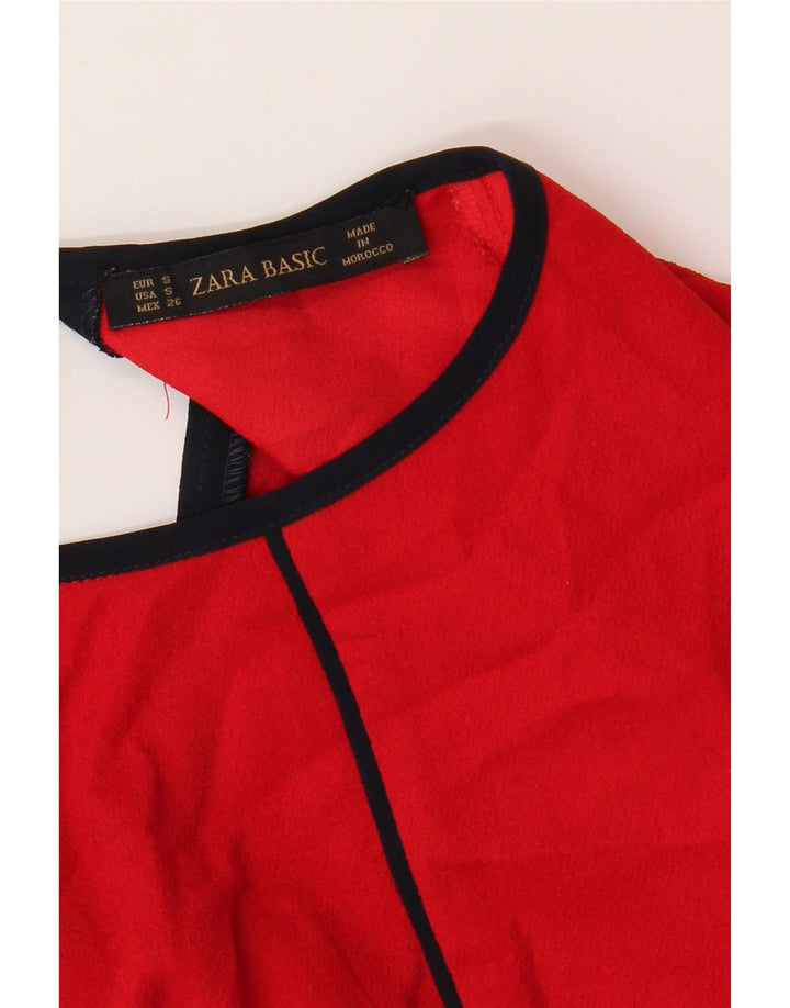 ZARA Vestido feminino de manga curta com manga curta UK 10 pequeno vermelho