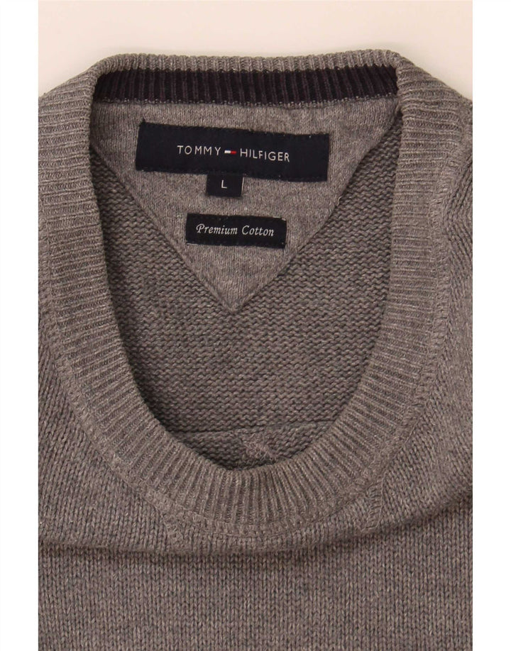 Suéter masculino Tommy Hilfiger com gola redonda grande cinza