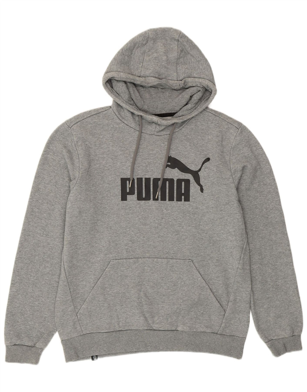 Suéter com capuz gráfico masculino Puma, algodão manchado cinza médio