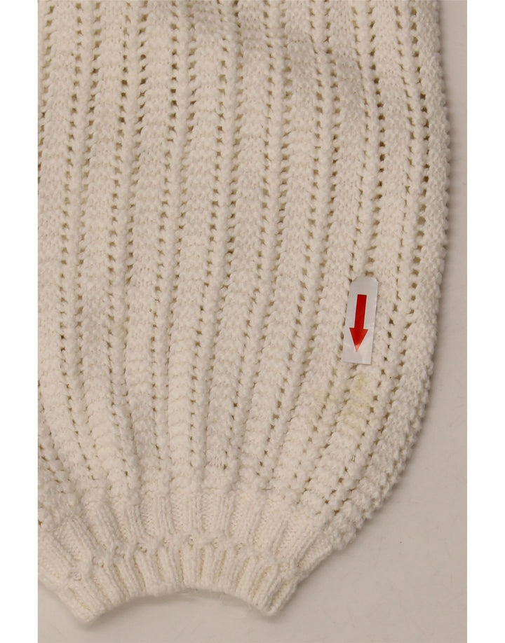 Suéter feminino Fat Face com gola redonda grande Reino Unido 12 médio branco