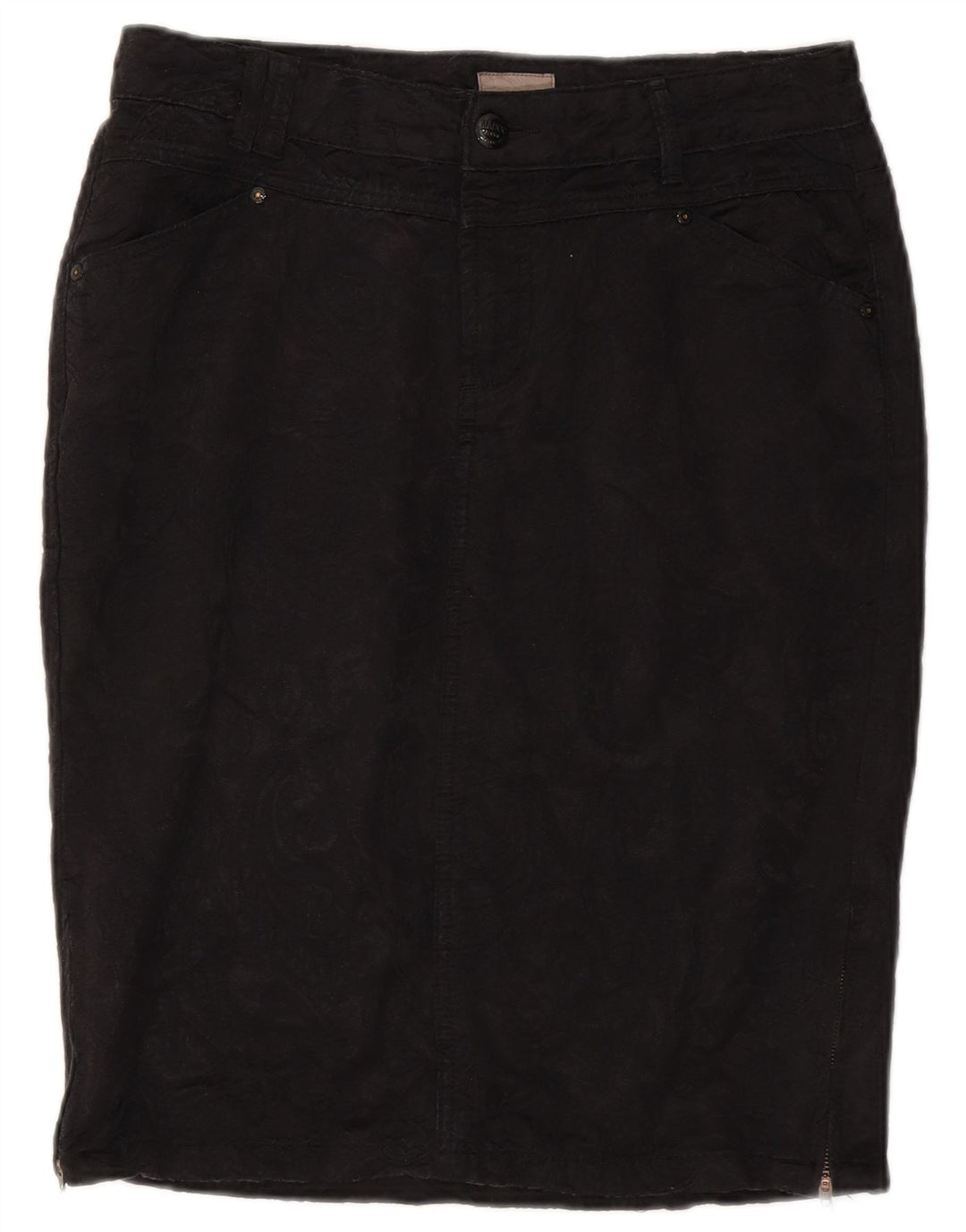 Saia lápis feminina vintage EU 40 médio W30 algodão preto clássico