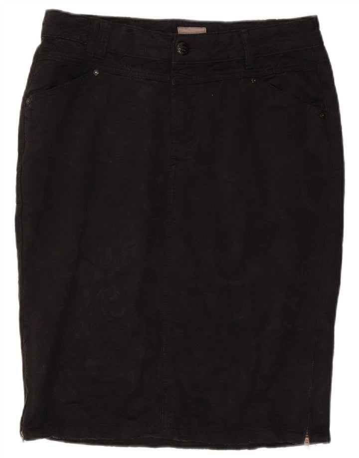 Saia lápis feminina vintage EU 40 médio W30 algodão preto clássico