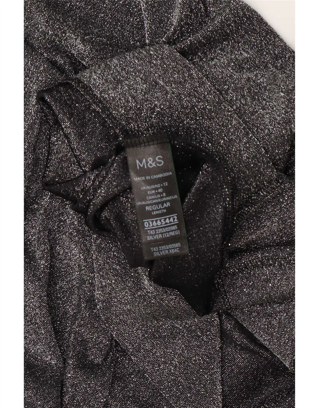 Top feminino Marks & Spencer de grandes dimensões manga 3/4 Reino Unido 12 médio prateado manchado