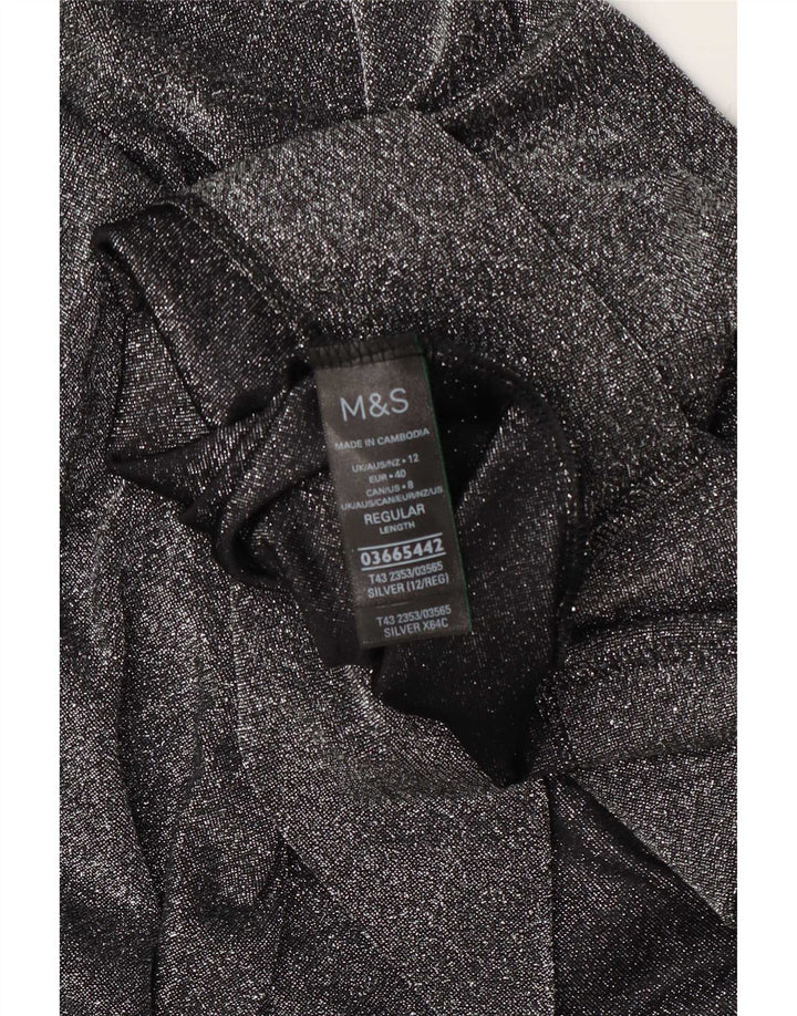 Top feminino Marks & Spencer de grandes dimensões manga 3/4 Reino Unido 12 médio prateado manchado