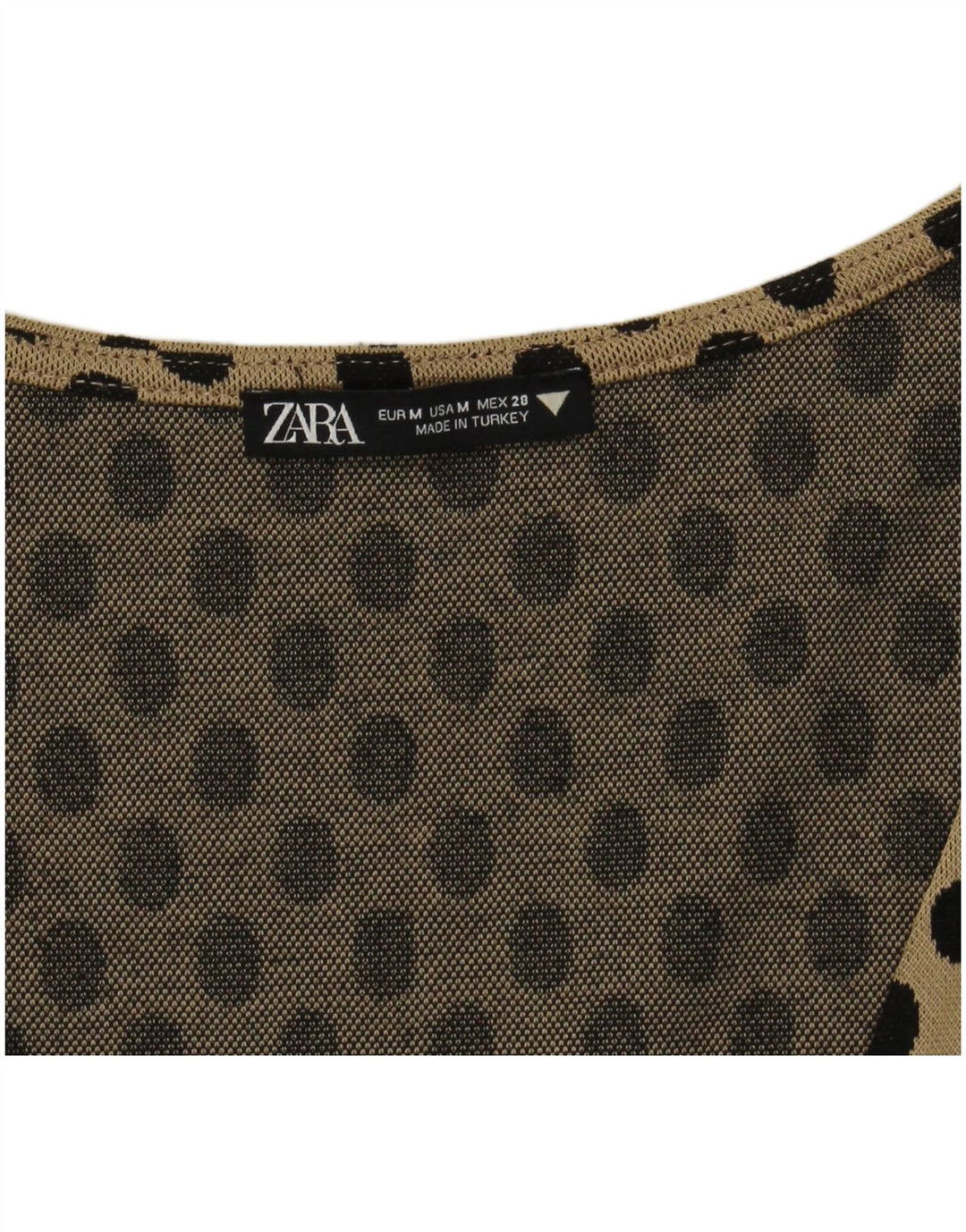 Vestido feminino Zara A-Line UK 12 bolinhas bege médio