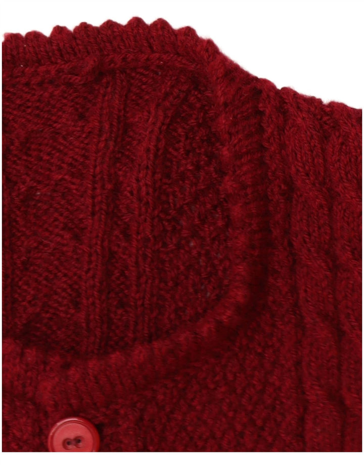 Suéter cardigã feminino VINTAGE Reino Unido 14 grande Borgonha