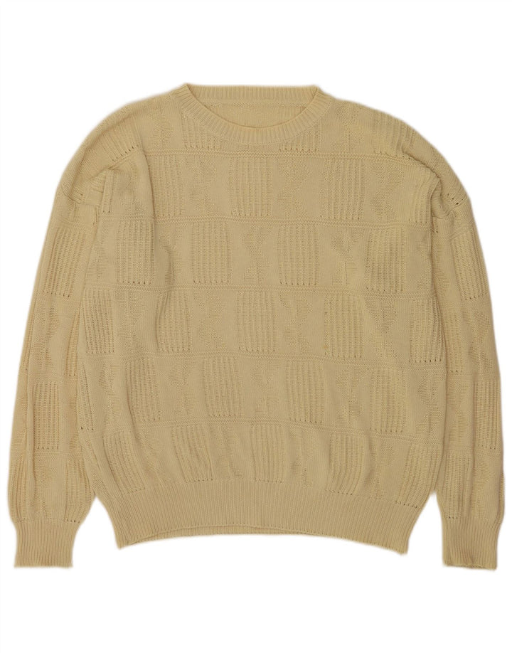 Suéter vintage masculino com gola redonda XL amarelo