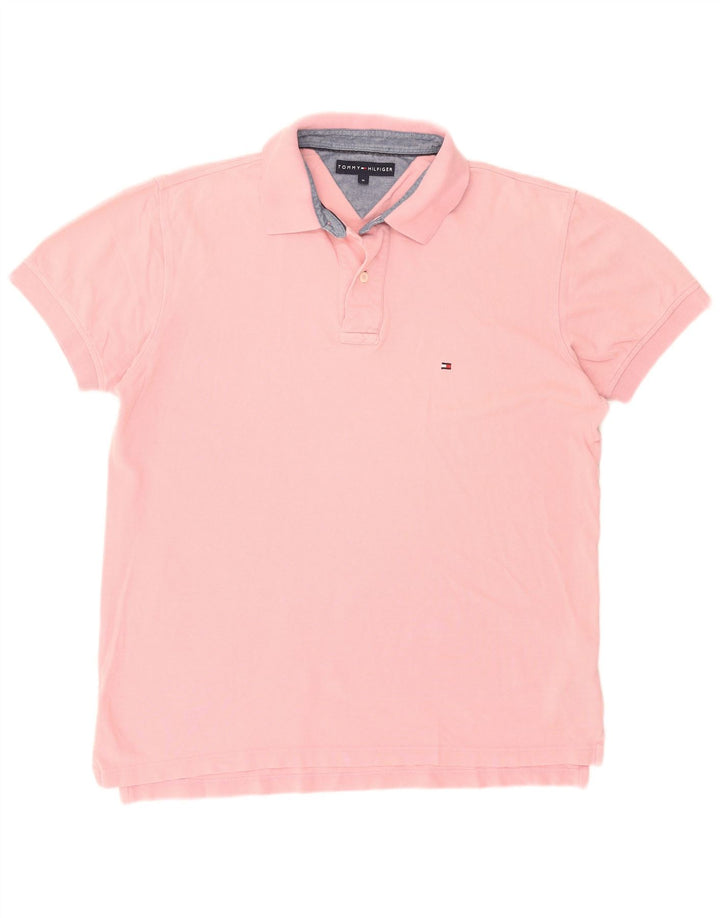 Camisa polo masculina TOMMY HILFIGER médio algodão rosa