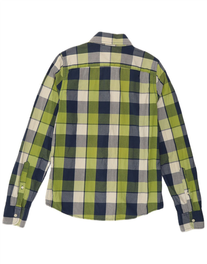 Camisa masculina Hollister pequena xadrez multicolorida de algodão
