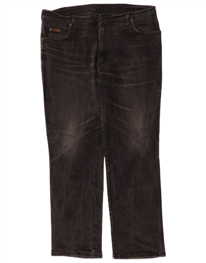 Wrangler Masculino Texas Stretch Straight Jeans W38 L32 Algodão Preto