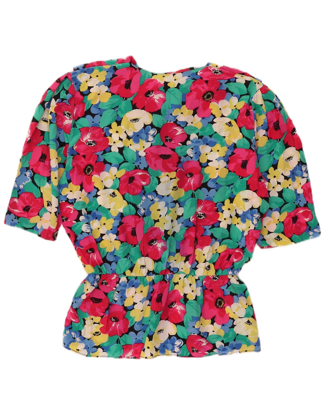 Blusa feminina vintage manga 3/4 top IT 46 grande floral multicolorido