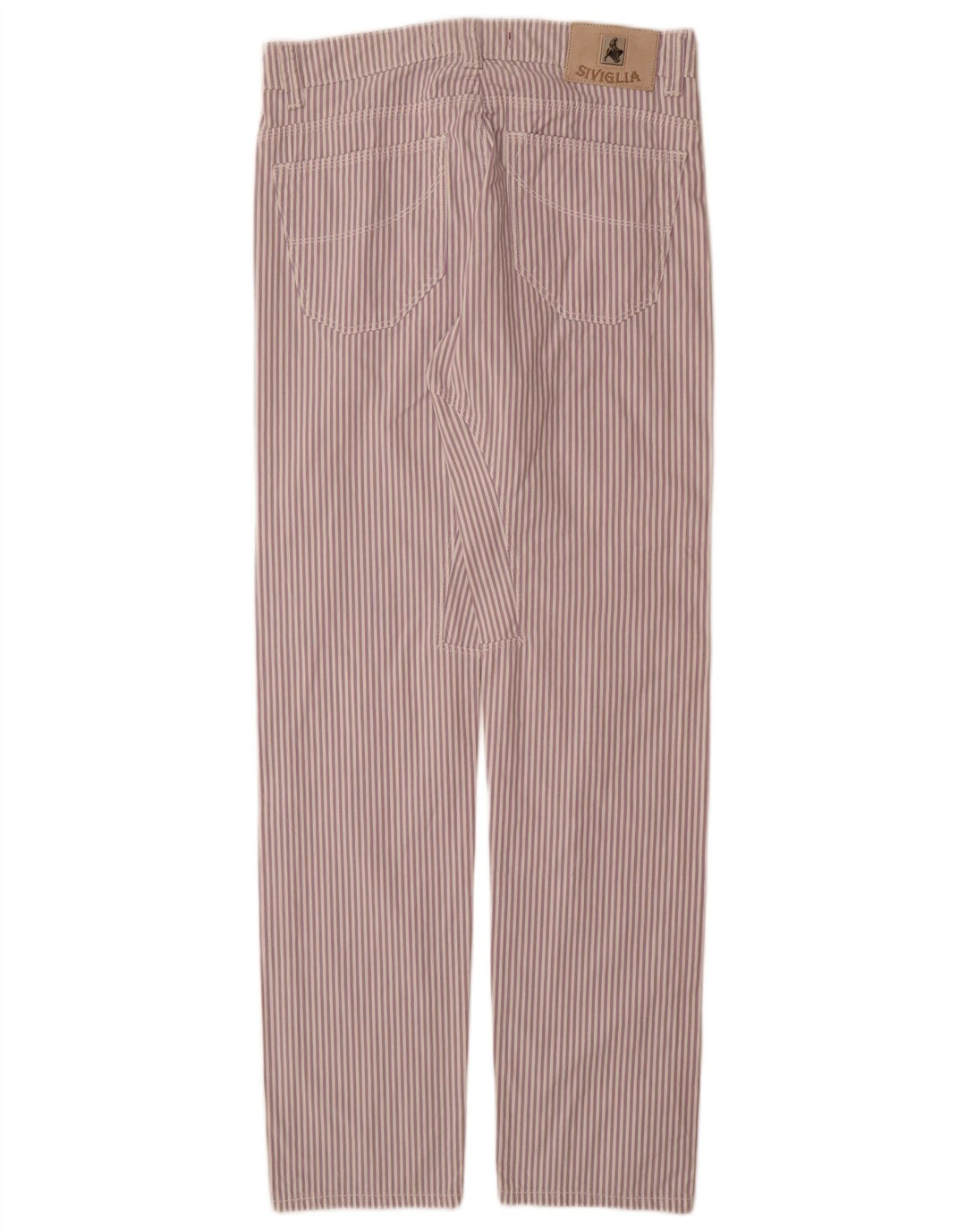 Calça feminina casual reta SIVIGLIA W31 L33 algodão listrado roxo