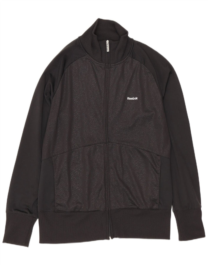 Reebok Womens Graphic Tracksuit Top Jacket UK 14 Grande Preto