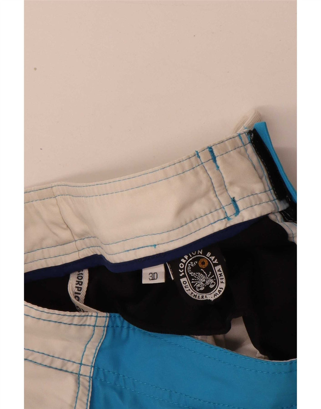 Shorts de natação masculino Scorpion Bay gráfico azul médio colorblock poliéster