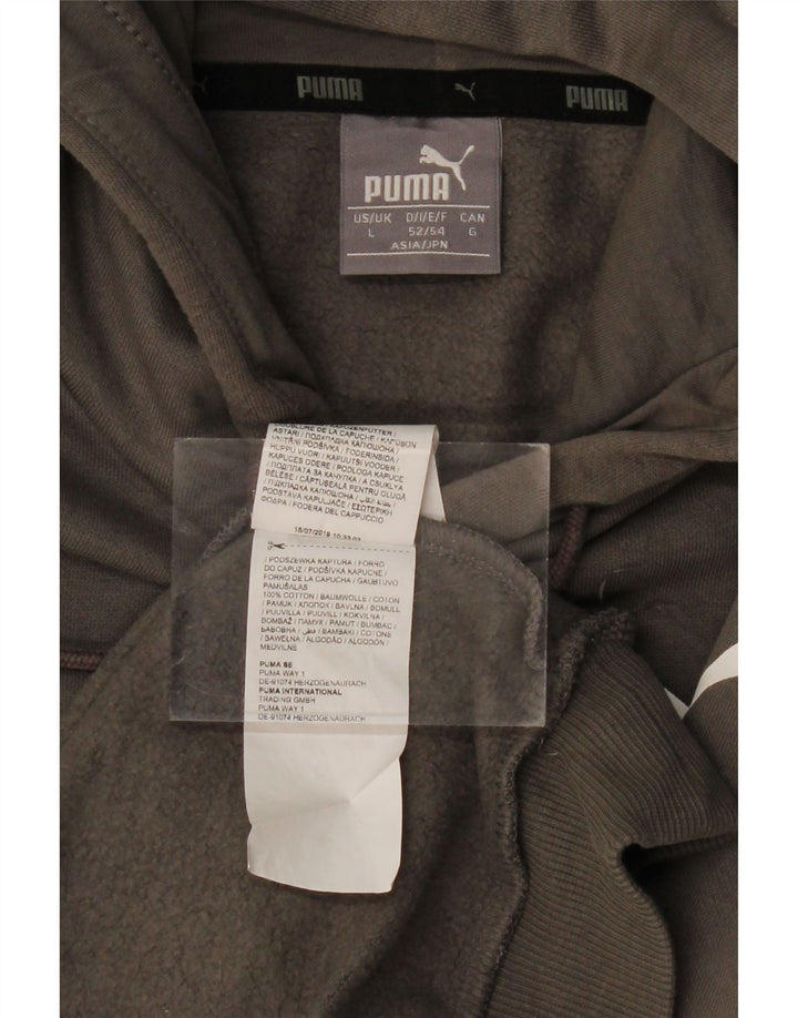PUMA Mens Graphic Hoodie Jumper Grande Algodão Cinza