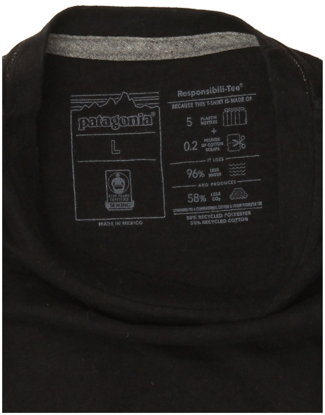 Camiseta feminina Patagonia com estampa gráfica UK 16 grande poliéster preto