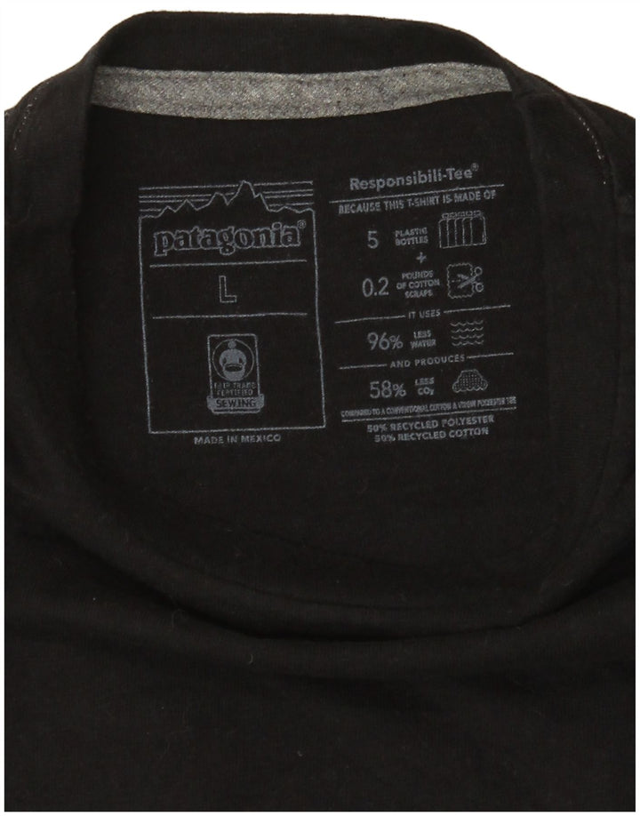 Camiseta feminina Patagonia com estampa gráfica UK 16 grande poliéster preto