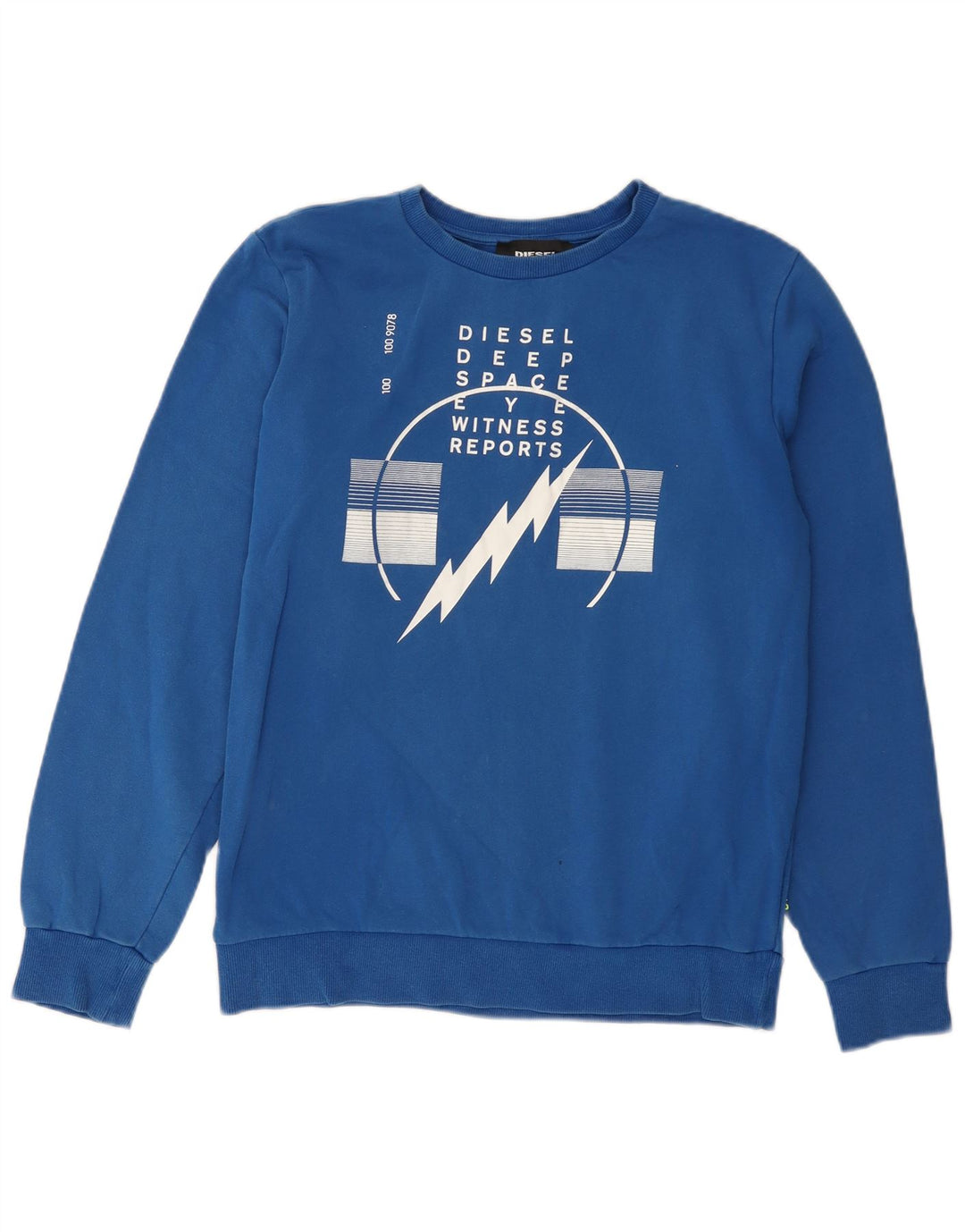 DIESEL moletom gráfico masculino jumper médio azul algodão
