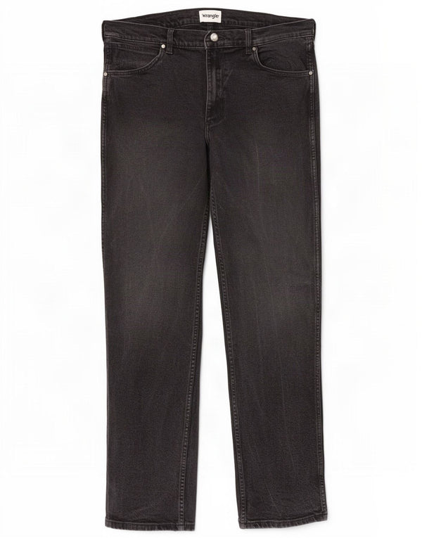Wrangler Mens Straight Jeans W36 L36 Algodão Preto