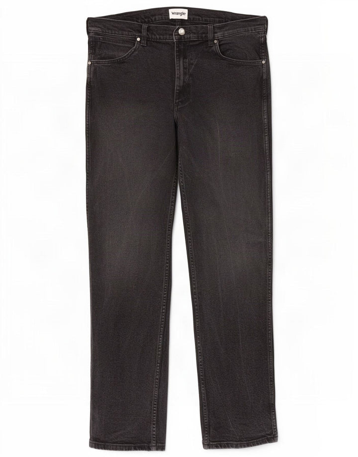 Wrangler Mens Straight Jeans W36 L36 Algodão Preto