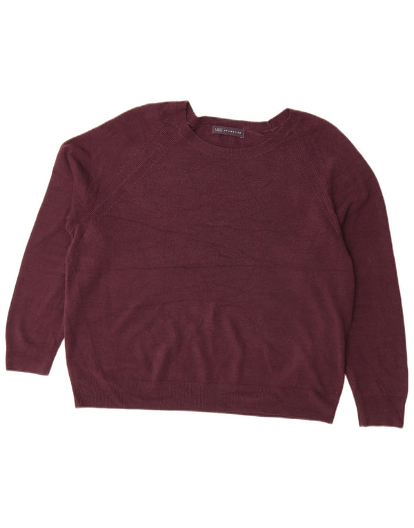 Suéter feminino Marks & Spencer com gola redonda e ajuste solto Reino Unido 18 XL Borgonha