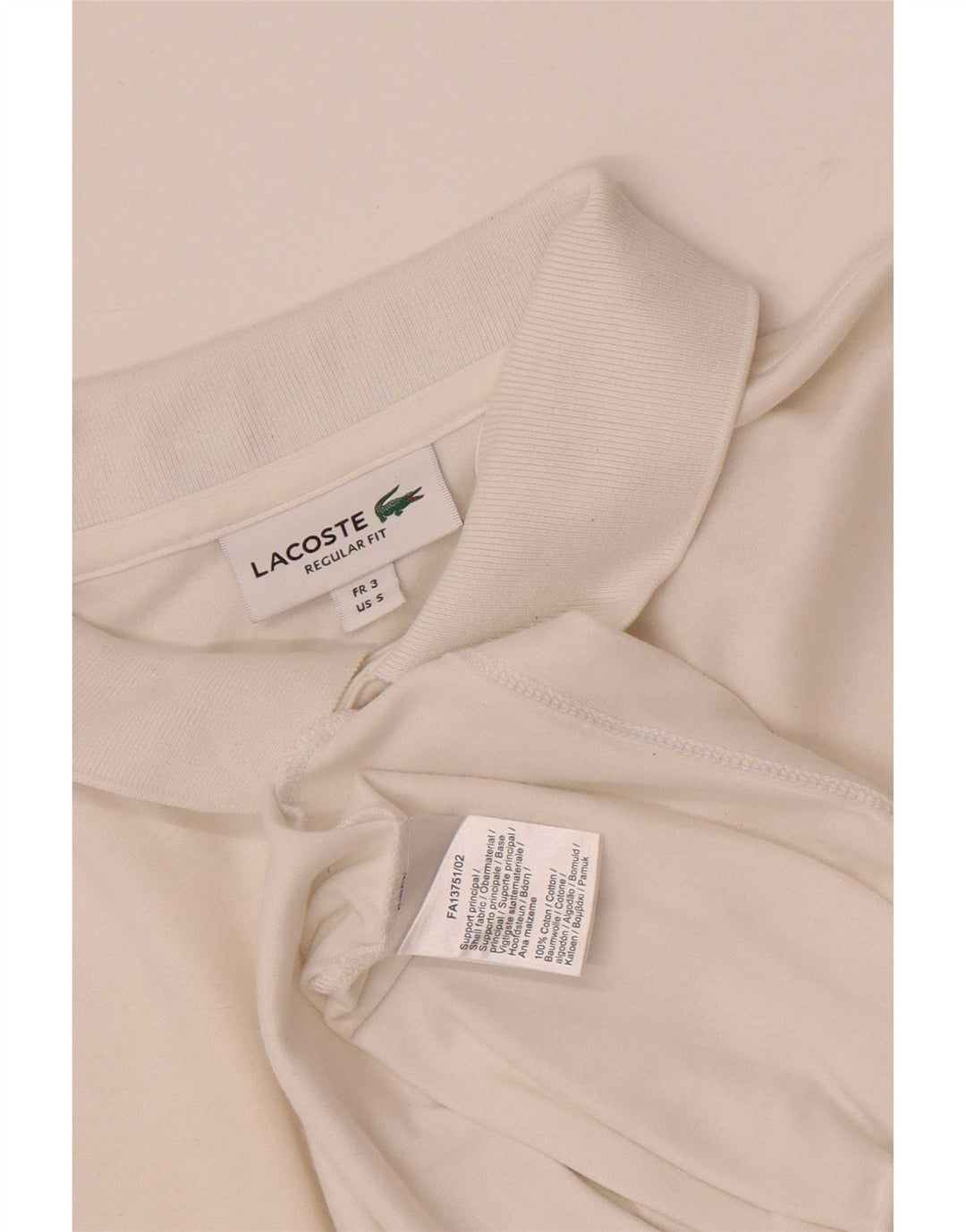 Camisa polo masculina Lacoste Regular Fit tamanho 3 pequeno algodão branco