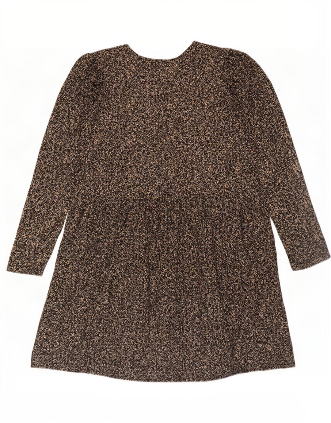 Vestido básico feminino de manga comprida Zara Reino Unido 14 poliéster floral marrom médio