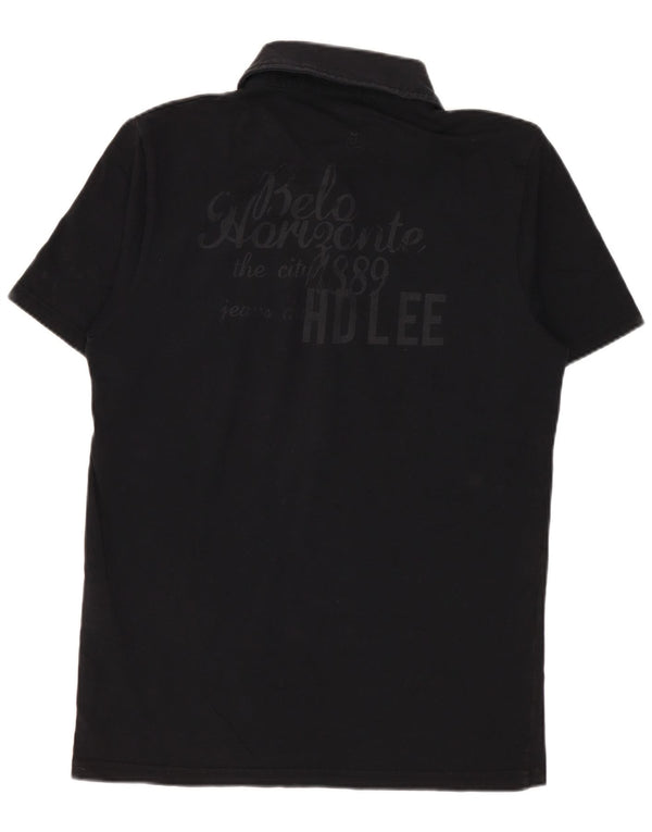 Camisa polo feminina Lee UK 10 algodão preto pequeno