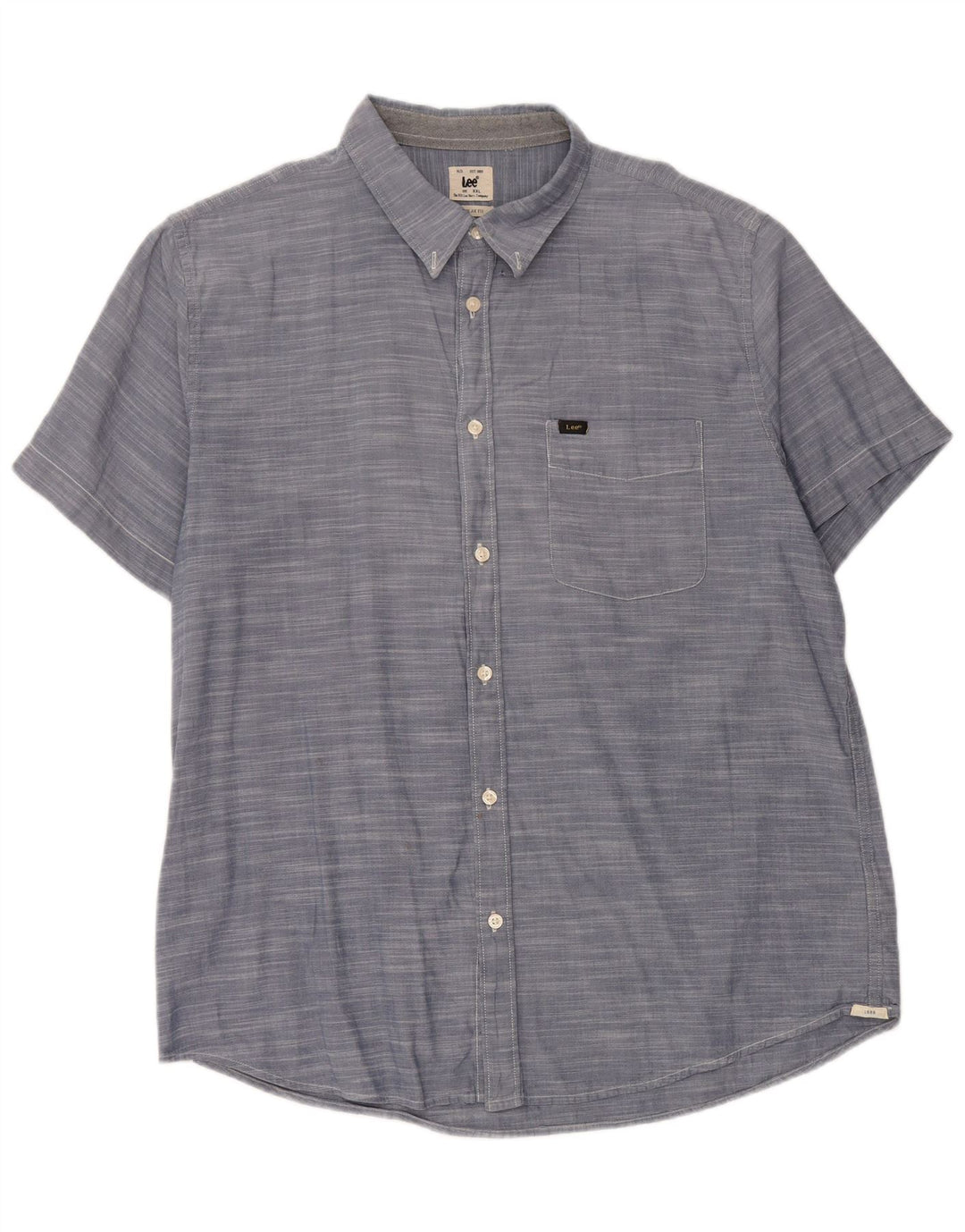 Camisa masculina de manga curta LEE Regular Fit 2XL algodão azul