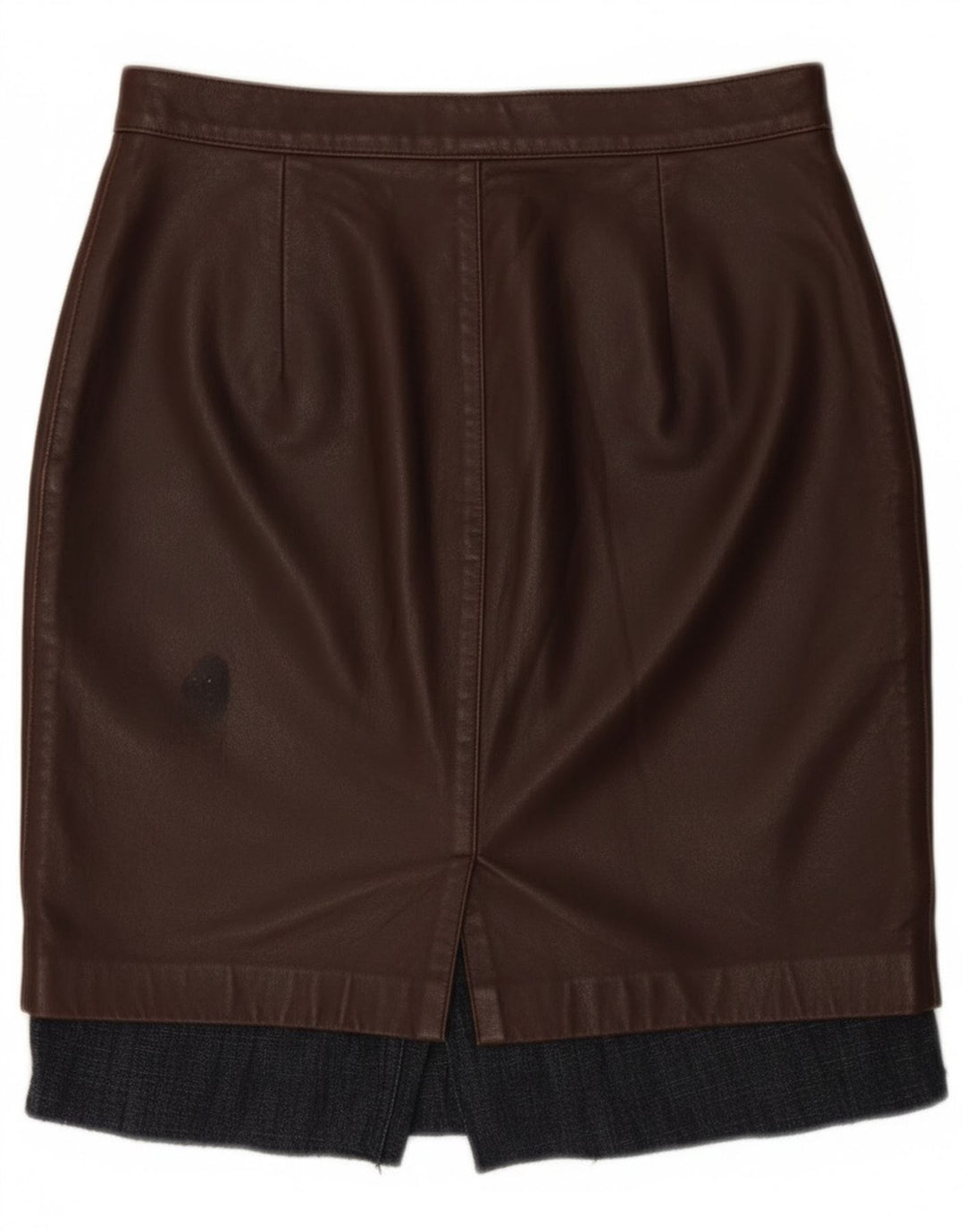 Saia de couro feminina vintage W28 couro marrom médio