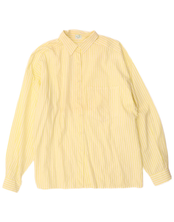 Camisa oversized feminina BENETTON IT 46 grande algodão listrado amarelo