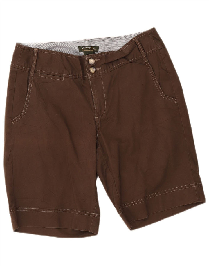 Bermuda feminina Eddie Bauer Blakely Fit US 8 médio W30 algodão marrom