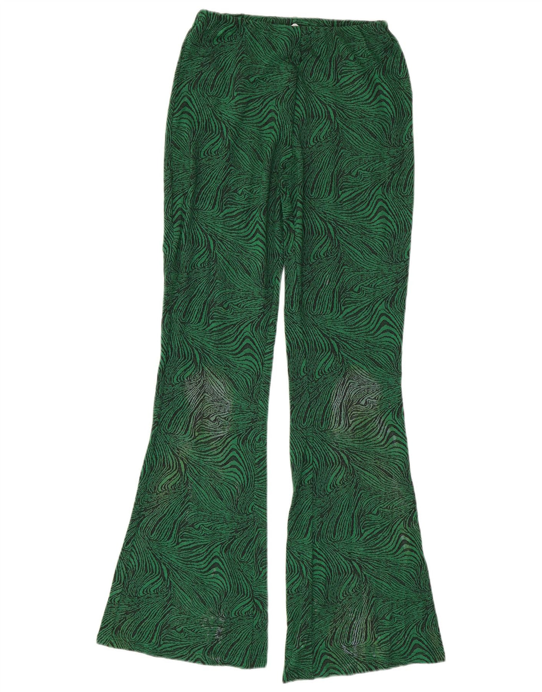 ZARA Calça feminina casual flare pequena W26 L33 verde animal print