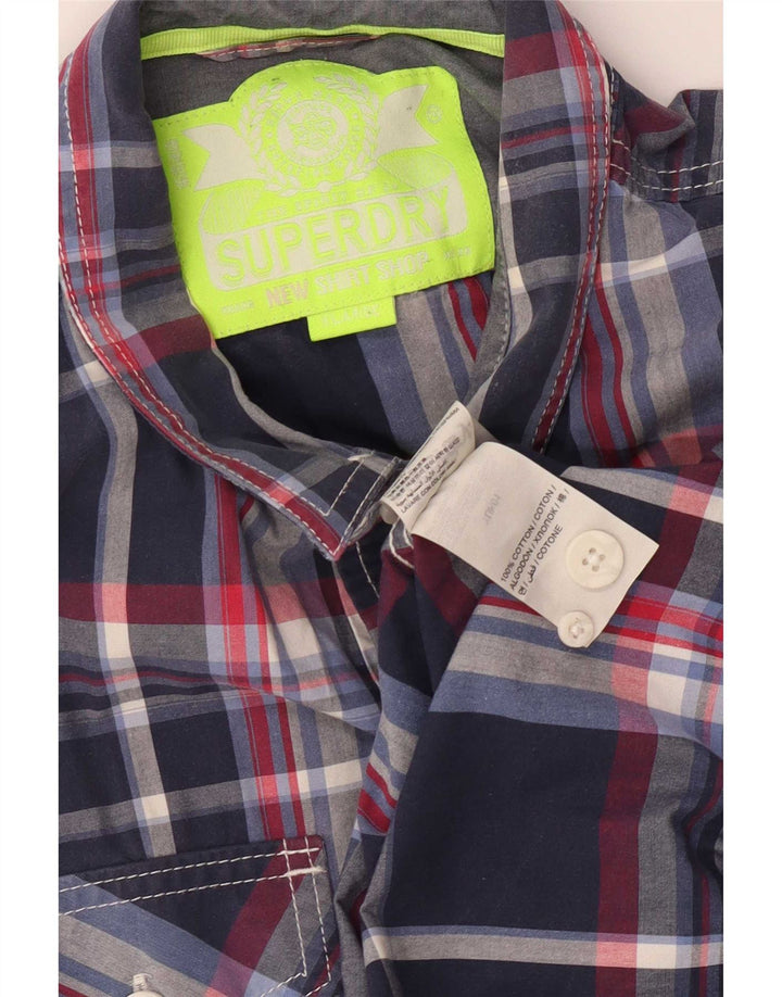 Camisa masculina Superdry XL azul marinho xadrez algodão