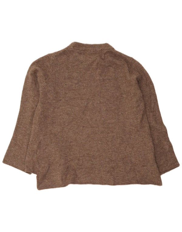 Suéter feminino Zara com ajuste relaxado e gola redonda Reino Unido 10 pequeno acrílico marrom