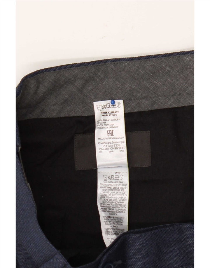 Calça masculina reta regular Marks & Spencer W36 L31 azul marinho
