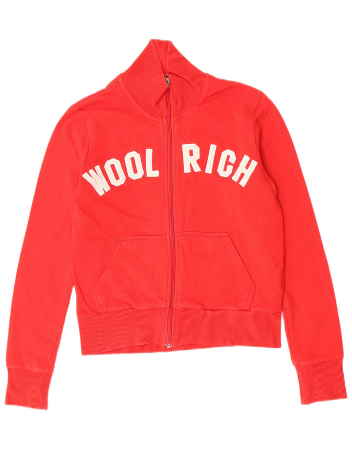 Jaqueta feminina Woolrich com estampa gráfica UK 12 algodão vermelho médio