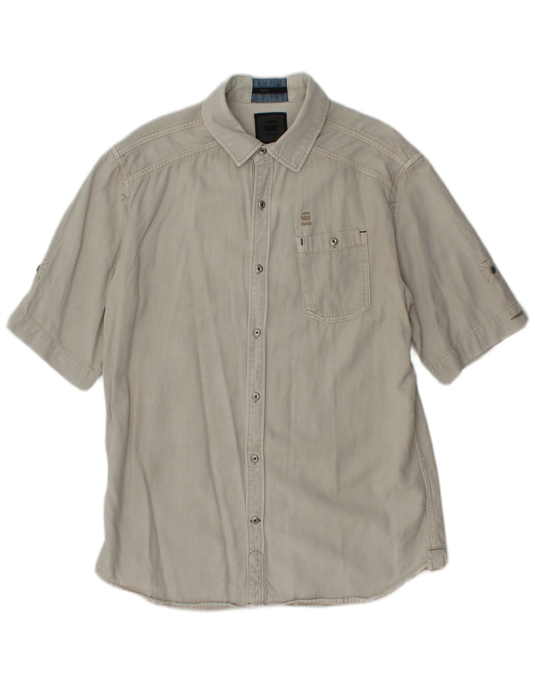 Camisa jeans masculina de manga curta G-STAR grande cinza Lyocell
