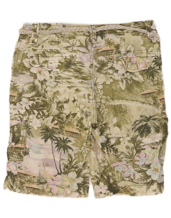 Zara Womens Trafaluc Cargo Shorts EU 36 XS W26 Verde Floral Algodão