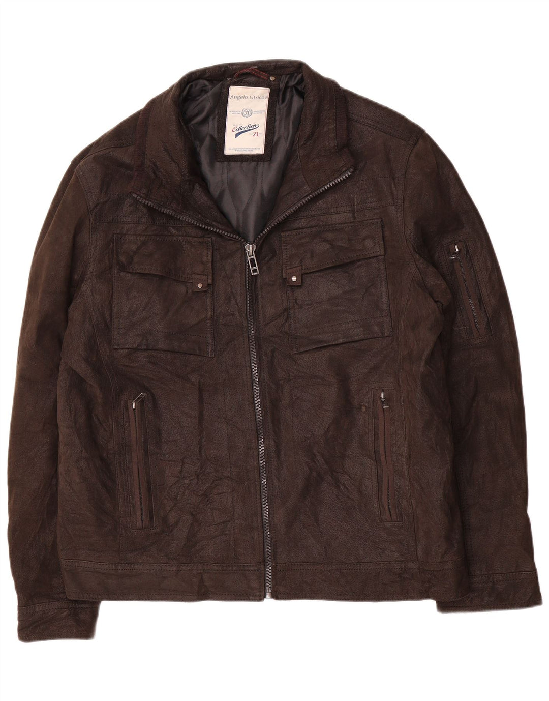Jaqueta de couro masculina Angelo Litrico UK 42 XL couro marrom