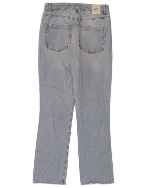 Calça jeans reta feminina Zara EU 34 2XS W24 L28 azul algodão